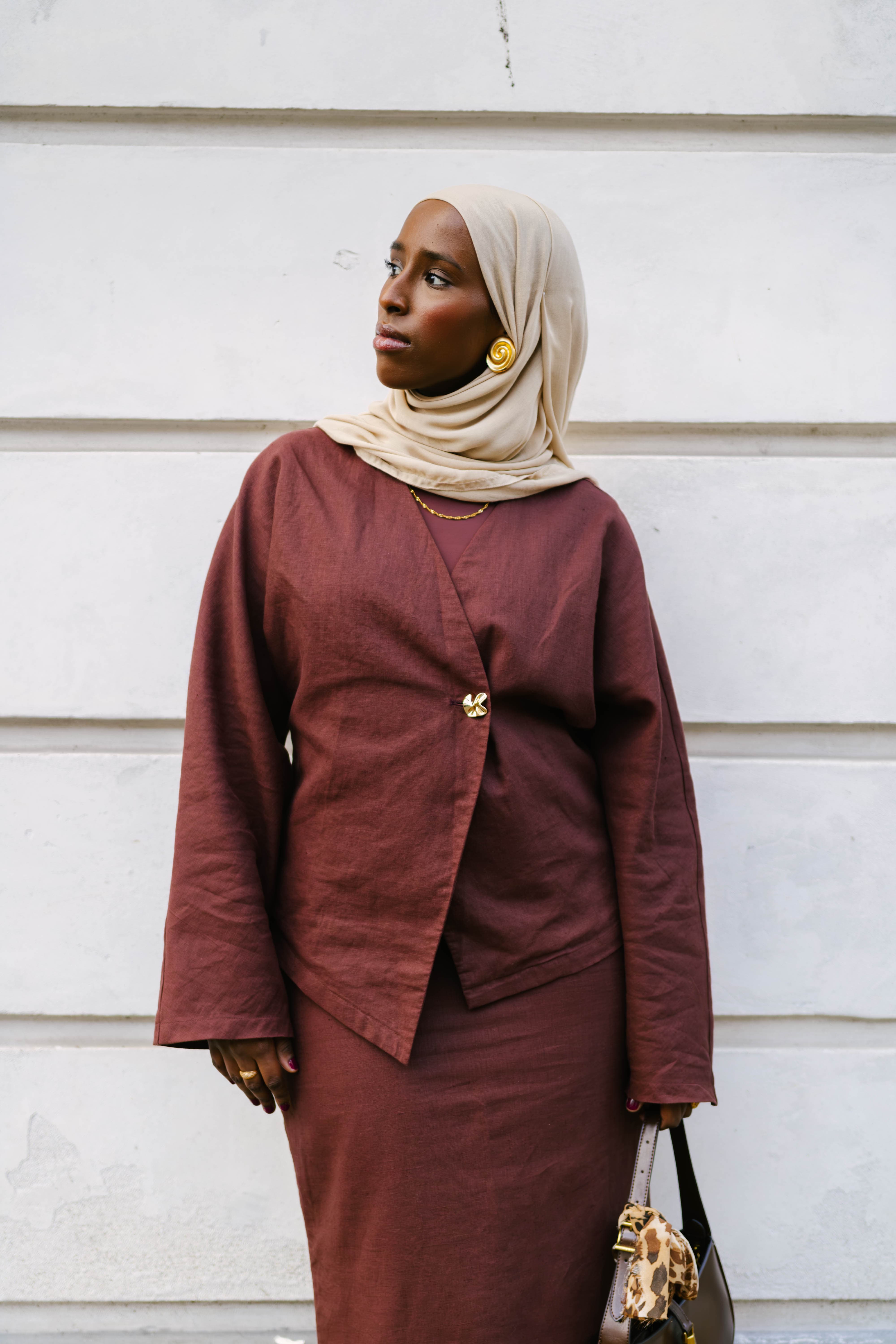 Amara Modest Dark Chocolate Linen Shirt